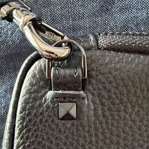 Bandolier Black Pebbled Leather Crossbody with Silver Hardware